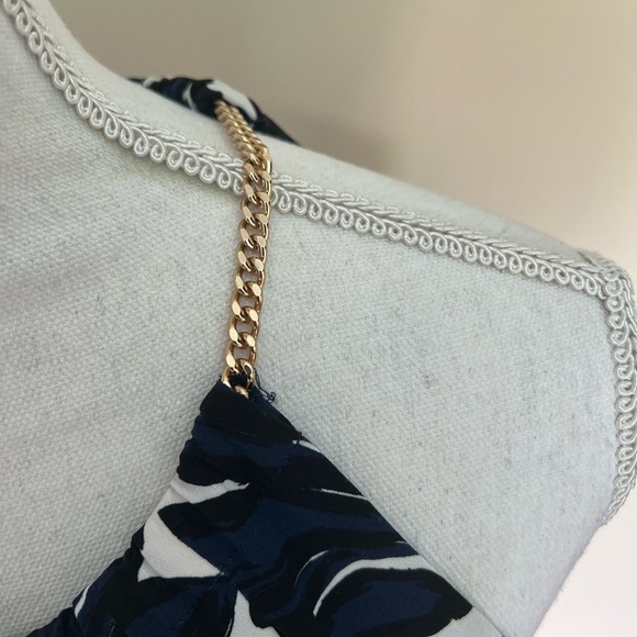 Ivanka Trump Navy Palm Print Halter Shift Dress M Sophisticated Resort Preppy - Picture 6 of 9